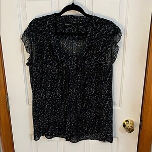 Women's Black & Blue Sheer Blouse. Large. New York & Co